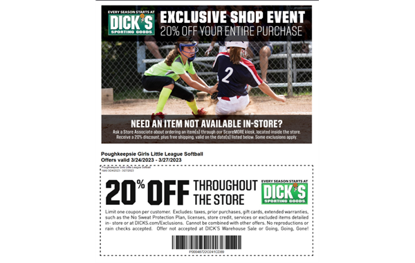 Dick's Sporting Goods 20% of Shop Event
